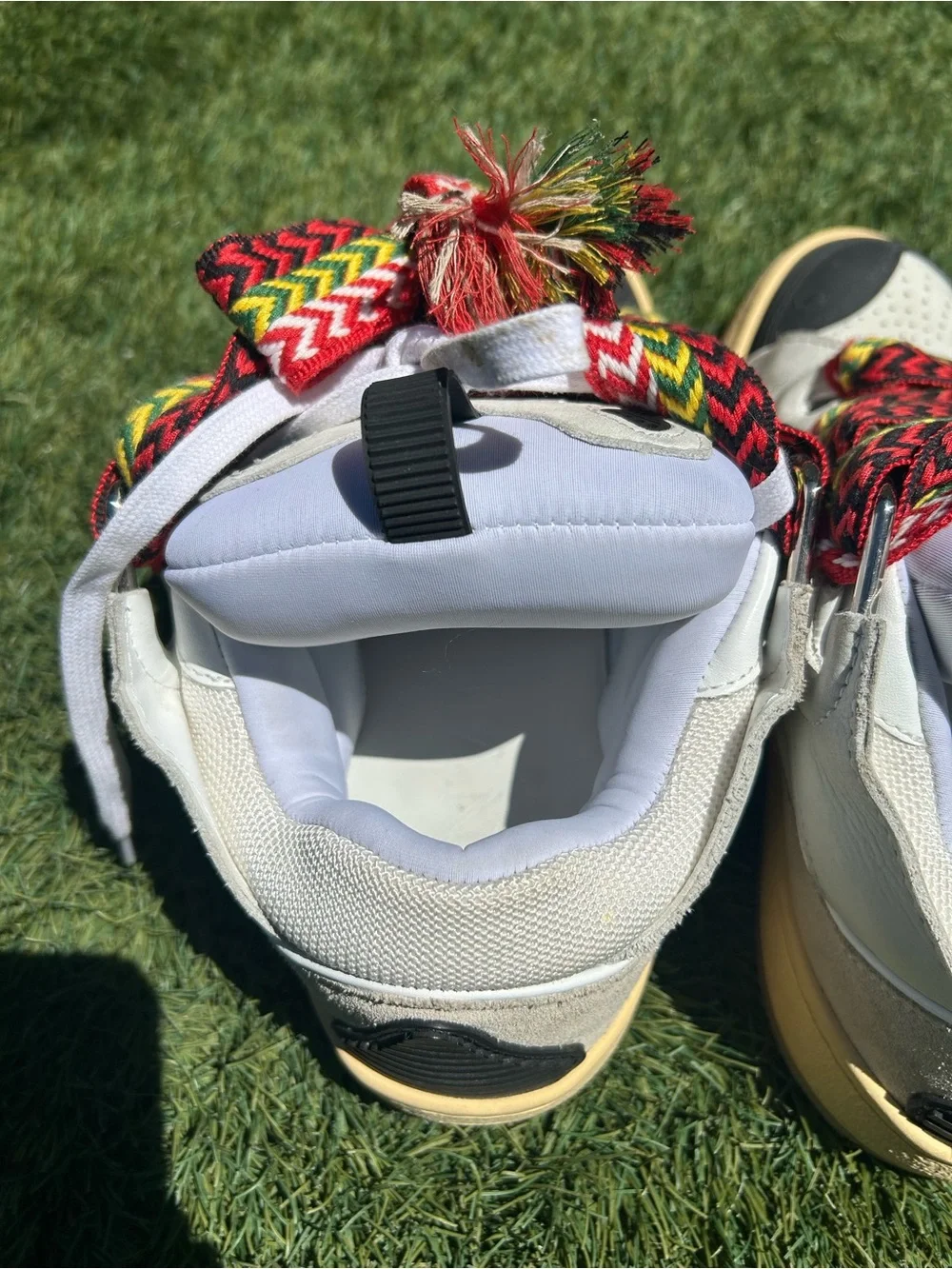 Lanvin White Sneakers with Multicolor Red Accent Laces